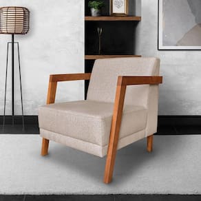 Poltrona para Sala de Estar Nyon Linho Cinza