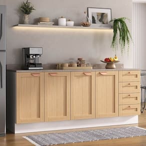 Cozinha Modulada 2 Peças com Tampo 2 Balcões Arizona Cabecasa Madeiramadeira Figueira