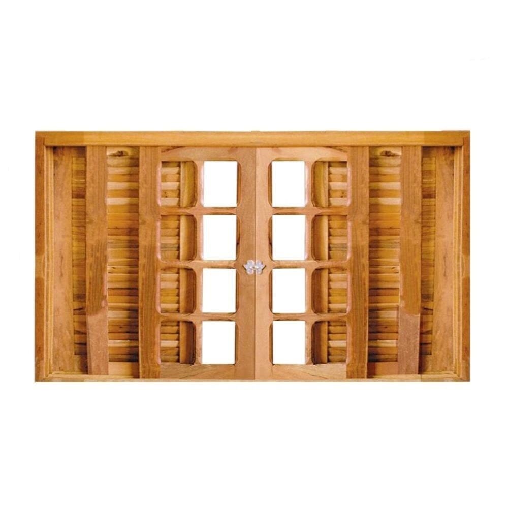 Veneziana Correr 6 Folhas Reto de Madeira Ipê 1,20 x 1,00 Rodam Portas e Janelas Natural
