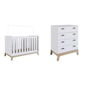 Berço 3 em 1 Branco com Colchão + Cômoda/trocador Branco
