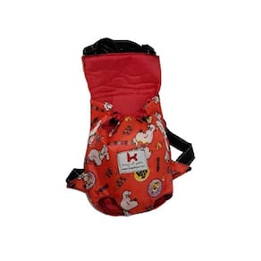 Bolsa mochila canguru transporte para pet - g - vermelha