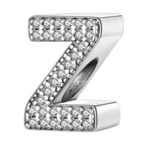 Berloque letra z cravejada pulseira prata 925 alfabeto luxo
