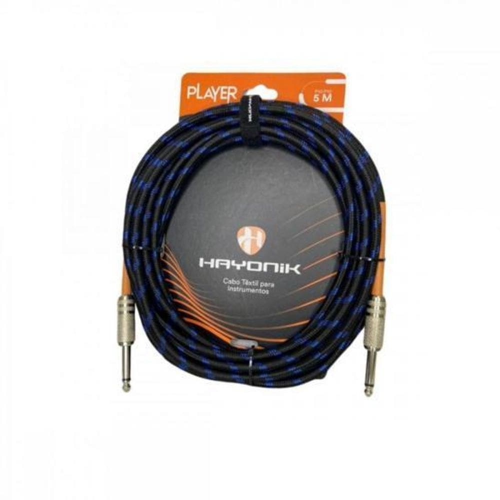 Cabo Para Instrumentos Player P10 Textil 5M Preto/Azul Hayo