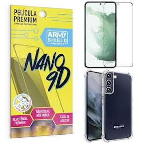 Capinha samsung s22 + película premium nano 9d armyshield
