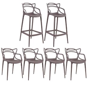 4 Cadeiras + 2 Banquetas Altas Masters Allegra Fendi