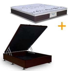 Cama Box Baú CASAL BASIC Marrom + Colchão Manhattan -138x188
