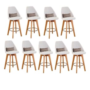 Kit 09 Banquetas Bege Claro E Almofada Suede Bege