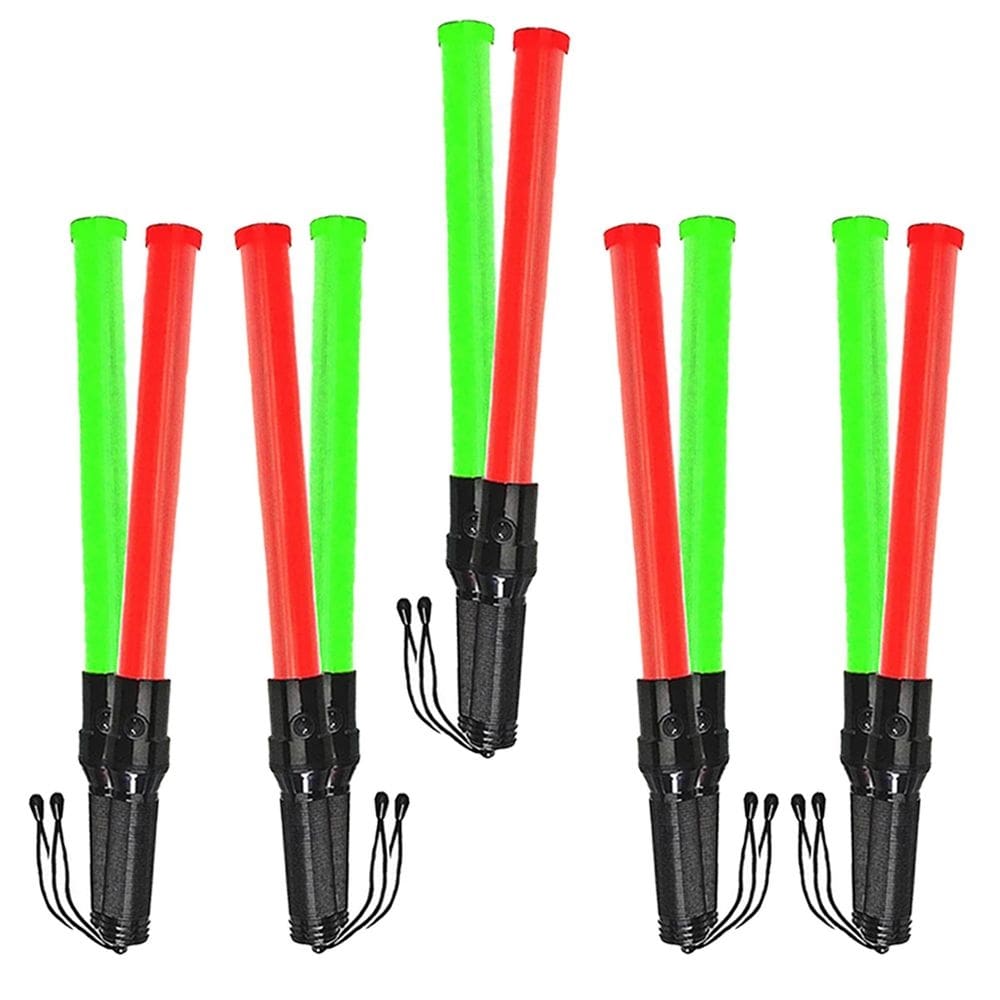 Bastao Sinalizador 2 Cores Led Kit 5 Unidades Fluorescente Lanterna Segurança Emergencia Fiscalizaçao