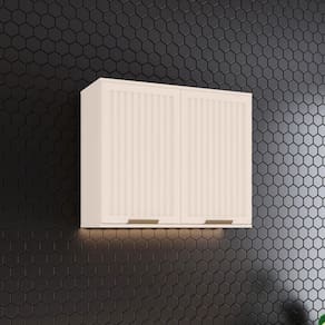 Armário Aéreo 2 Portas Ripado 80 cm Ambiente Connect Off White - Henn