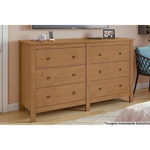 Cômoda Infantil Horizontal Maggiore c/ 6 Gavetas Rovere/Amêndoa - Lopas
