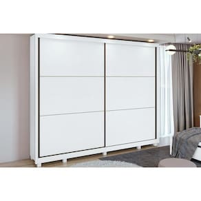 Guarda Roupa 2 Portas de Correr e 6 Gavetas Toronto c/ Pés Branco - Lopas