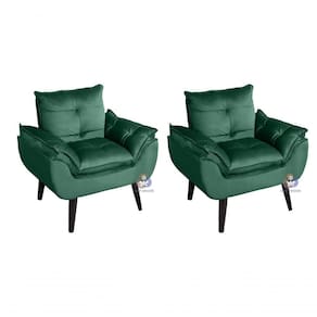 Kit 02 Poltrona Decorativa Opala Veludo Verde Smf Decor