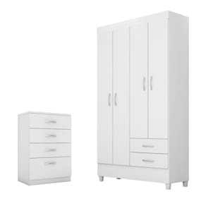 Jogo De Quarto Roupeiro E Comoda Frankfurt Branco