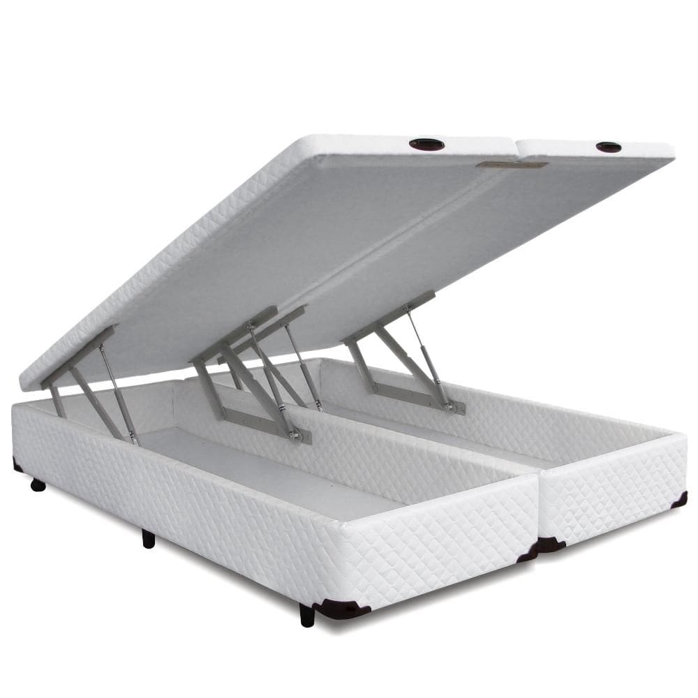 Cama Box Baú King Branco Bipartido - 193x203