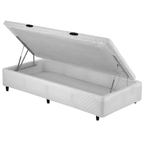 Cama Box SOLTEIRO Dabe Bau Pistão Branco - 088x188
