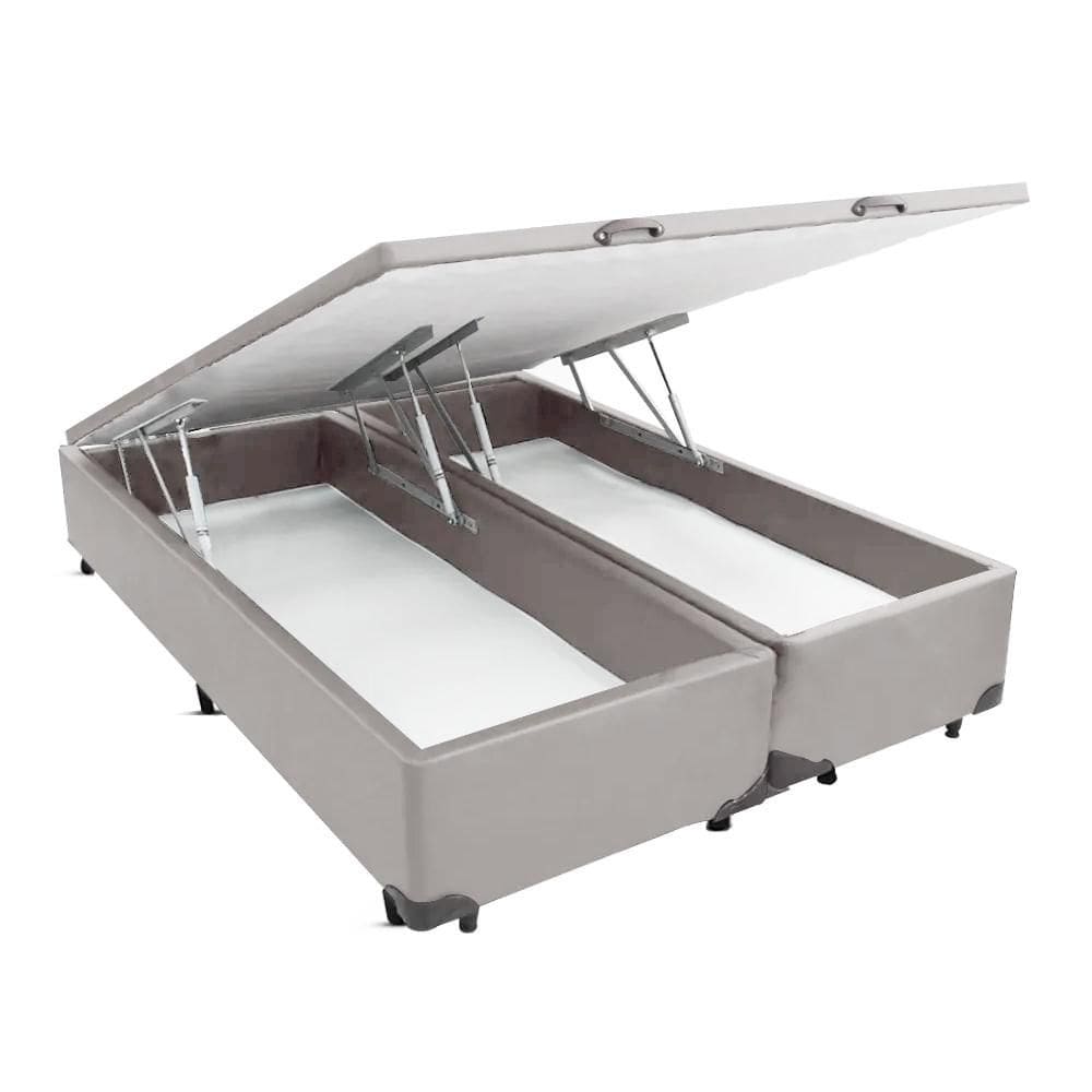 Cama Box  Baú Camurça Cinza  QUEEN  - 158x198