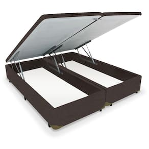 Cama Box Baú Bipartido QUEEN Linho Tabaco Canvas - 158x198