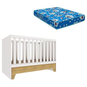 Berço Americano Mini Cama Malu Branco Acetinado Bétula com Colchão Ortobom - Carolina