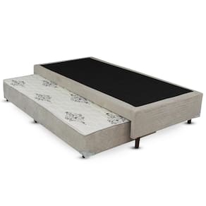 Cama Box SOLTEIRO Flora Suede Bege Bicama - 096x203