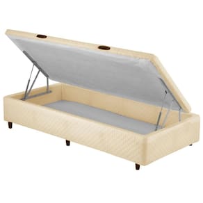 Cama Box SOLTEIRO Dabe Bau Pistão Areia Rajado - 088x188