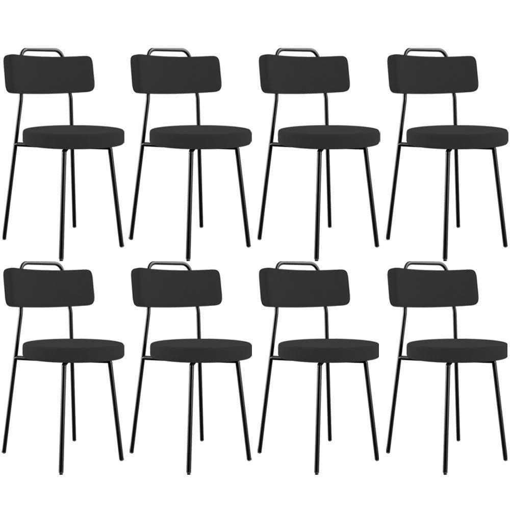 Kit 08 Cadeiras Decorativas Estofada Para Sala De Jantar Barcelona L02 Suede Preto - Lyam Decor