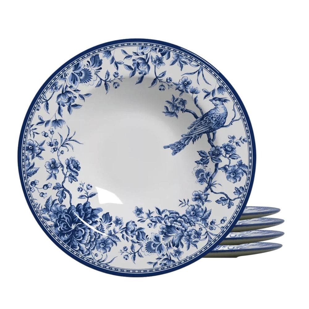 Jogo De 4 Pratos Fundo Cerâmica 25Cm Chinese Garden Alleanza