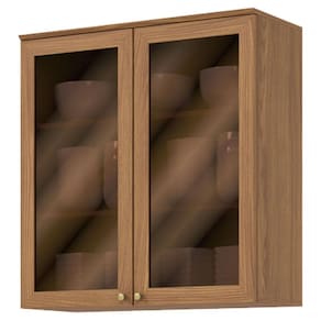 Armário Aéreo 2 Portas com Vidro 80 cm Requinte Nature - Henn