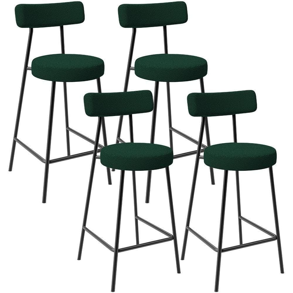 Kit 04 Banquetas Baixa Para Cozinha Sala De Jantar Bar Bancada Milão L02 Bouclê Verde