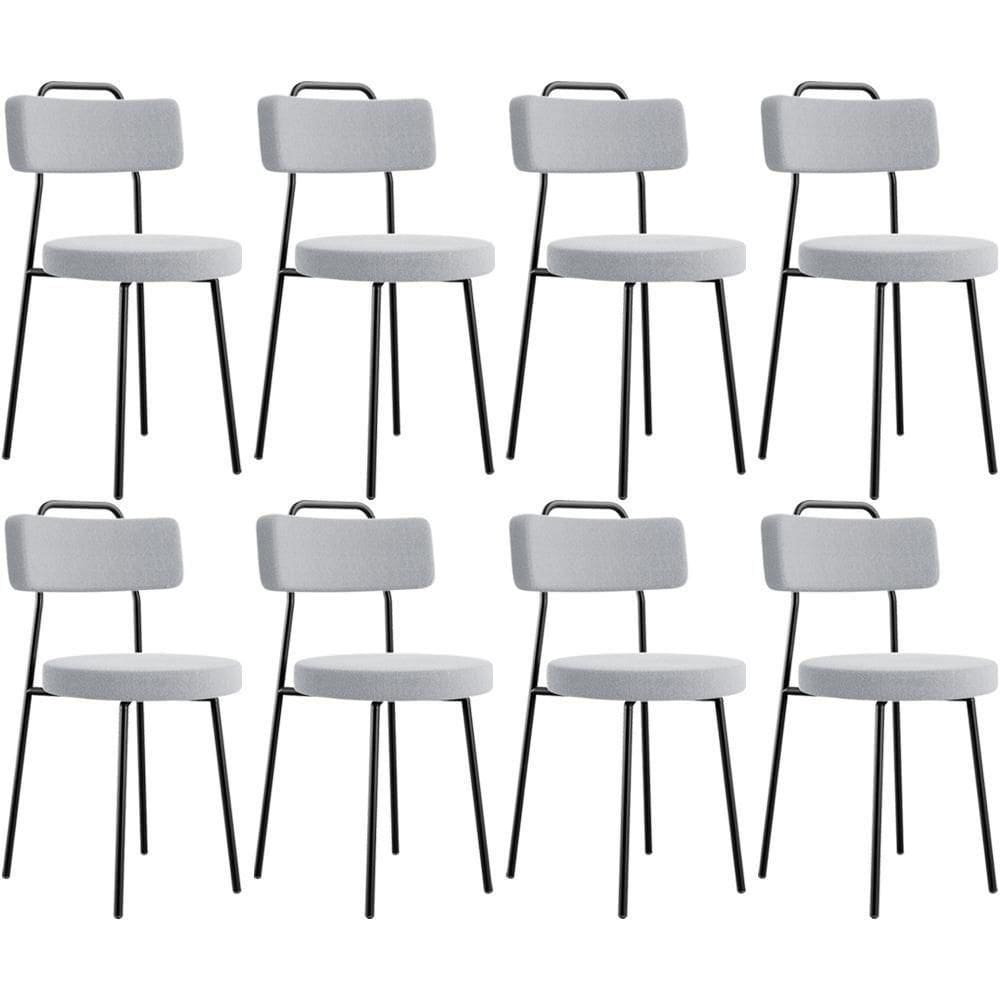 Kit 08 Cadeiras Decorativas Estofada Para Sala De Jantar Barcelona L02 Bouclê Cinza - Lyam Decor