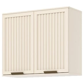 Armário Aéreo 2 Portas Ripado 80 cm Connect Off White - Henn