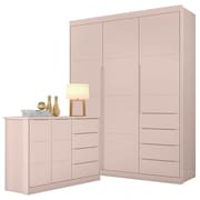 Cômoda e Guarda Roupa Infantil Blenda Rosa Acetinado - Phoenix Baby