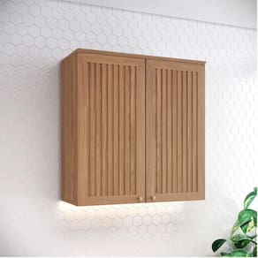 Armário Aéreo 2 Portas Ripado 80 cm Ambiente Requinte Nature - Henn