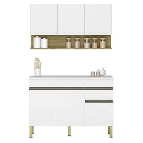 Armário De Cozinha E Balcão Com Tampo 150cm Lina K02 Supremo/freijó - Mpozenato