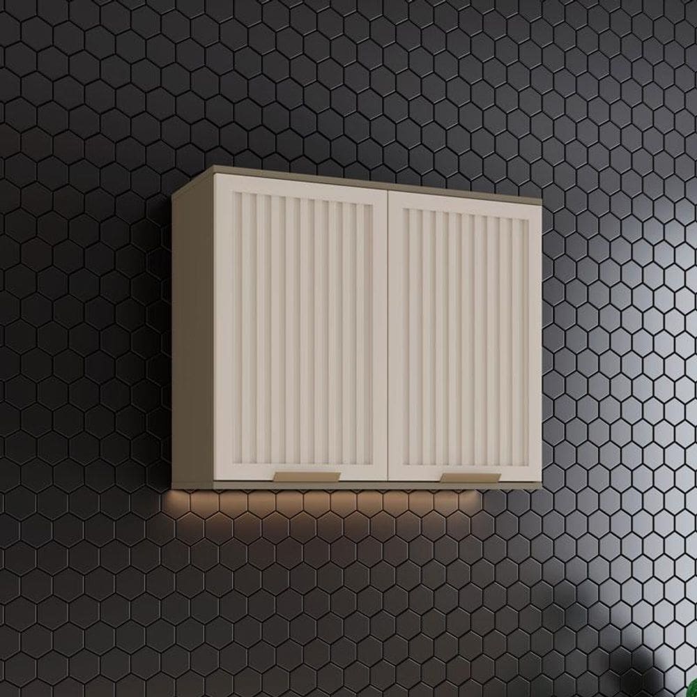 Armário Aéreo 2 Portas Ripado 80 cm Ambiente Connect Duna Cristal - Henn