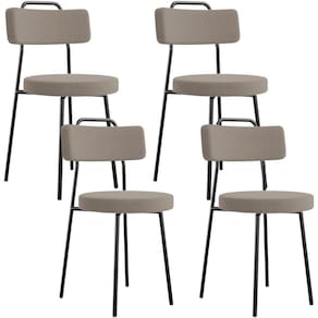 Kit 04 Cadeiras Decorativas Estofada Para Sala De Jantar Barcelona L02 Bouclê Bege - Lyam Decor