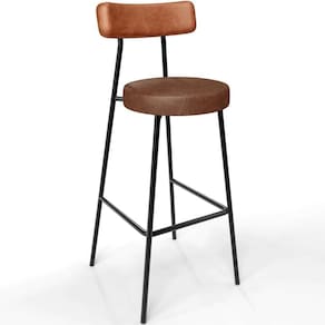 Banqueta Alta Bar Cozinha Sala De Jantar Milão L02 Couríssimo Camel Marrom