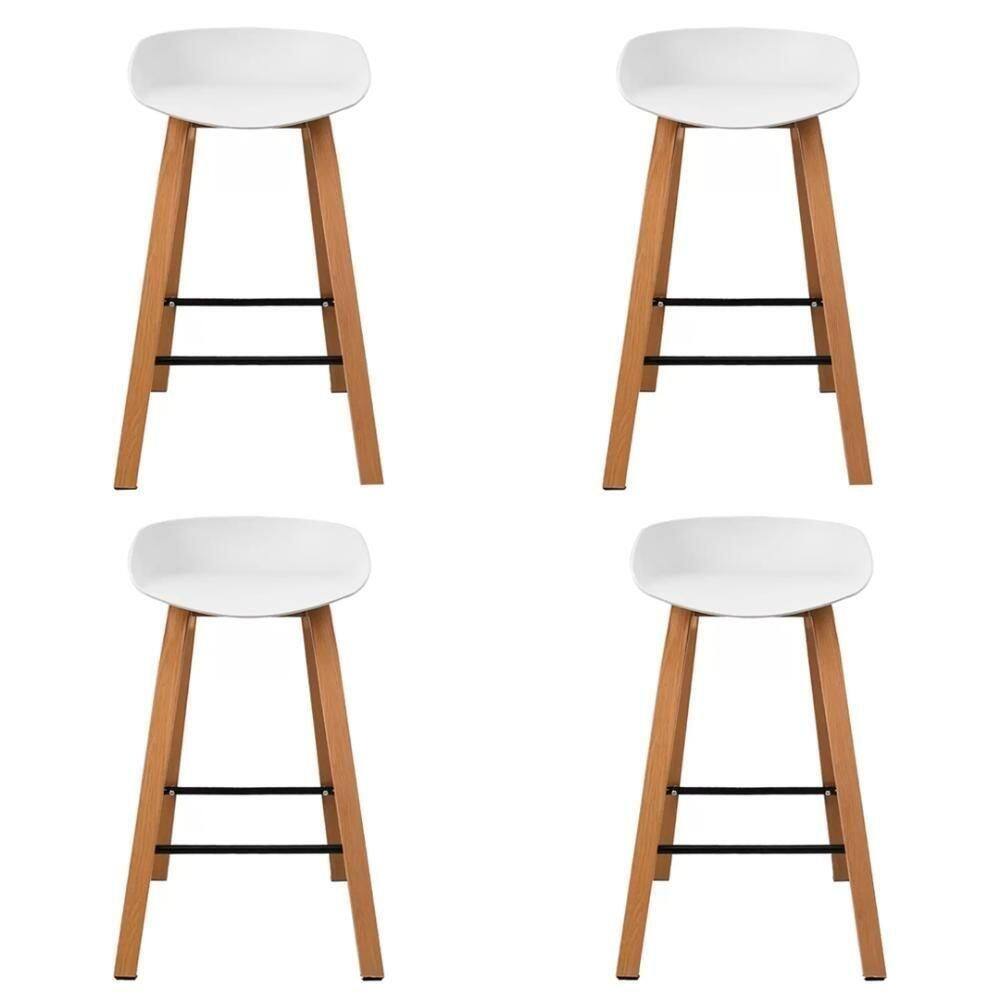 Kit 4 Banquetas Toledo Fratini 73 (altura) Revestimento Polipropileno Branca Base Em Aço E Apoio De Pé Preto