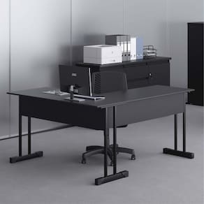 Mesa Em L Com 2 Gavetas Rael Preto Onix