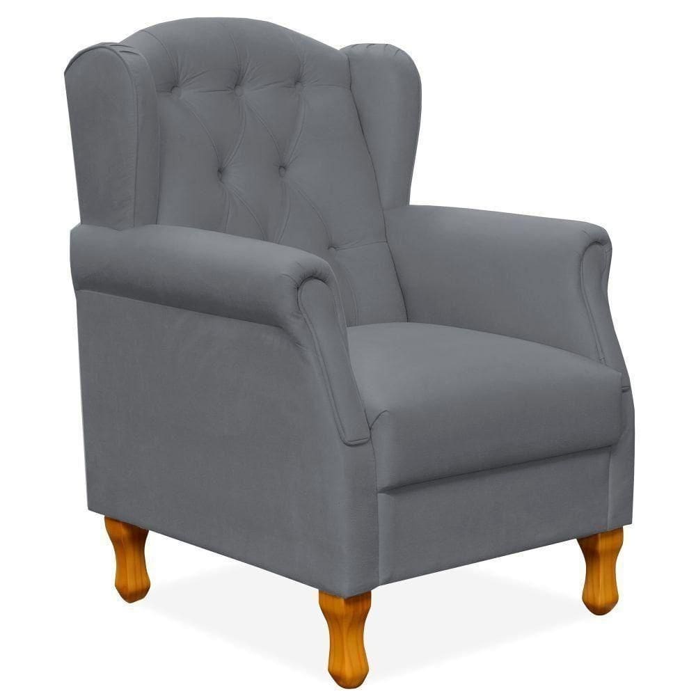 Poltrona Para Sala De Estar Yara P02 Corino Cinza