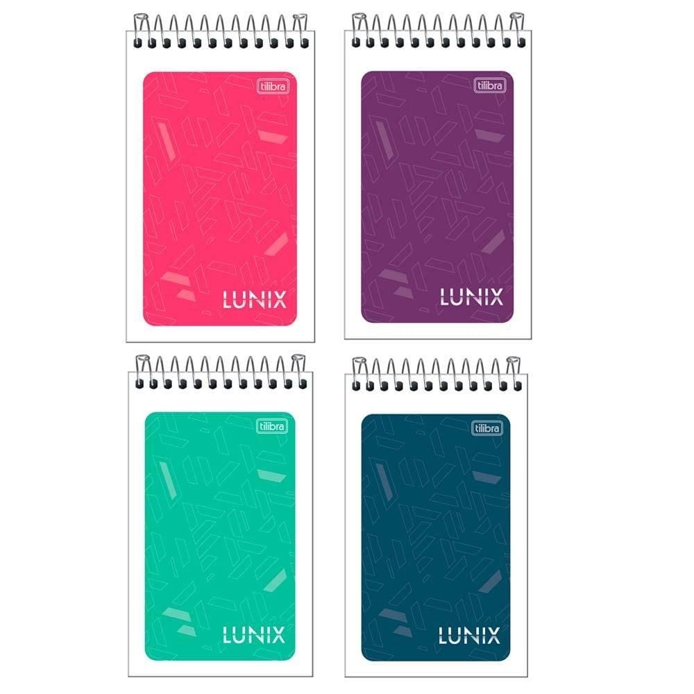 Caderneta espiral capa flexível lunix cores 60 folhas