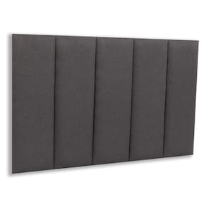 Cabeceira Solteiro Estofada Kit 5 Placas Reta - Linho Cinza Escuro