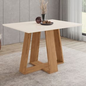 Mesa de Madeira Lins Canto Reto Nature/Off White - Henn