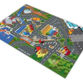 Tapete pista carrinhos hotcars cais lago prédio 1,8x1,2m