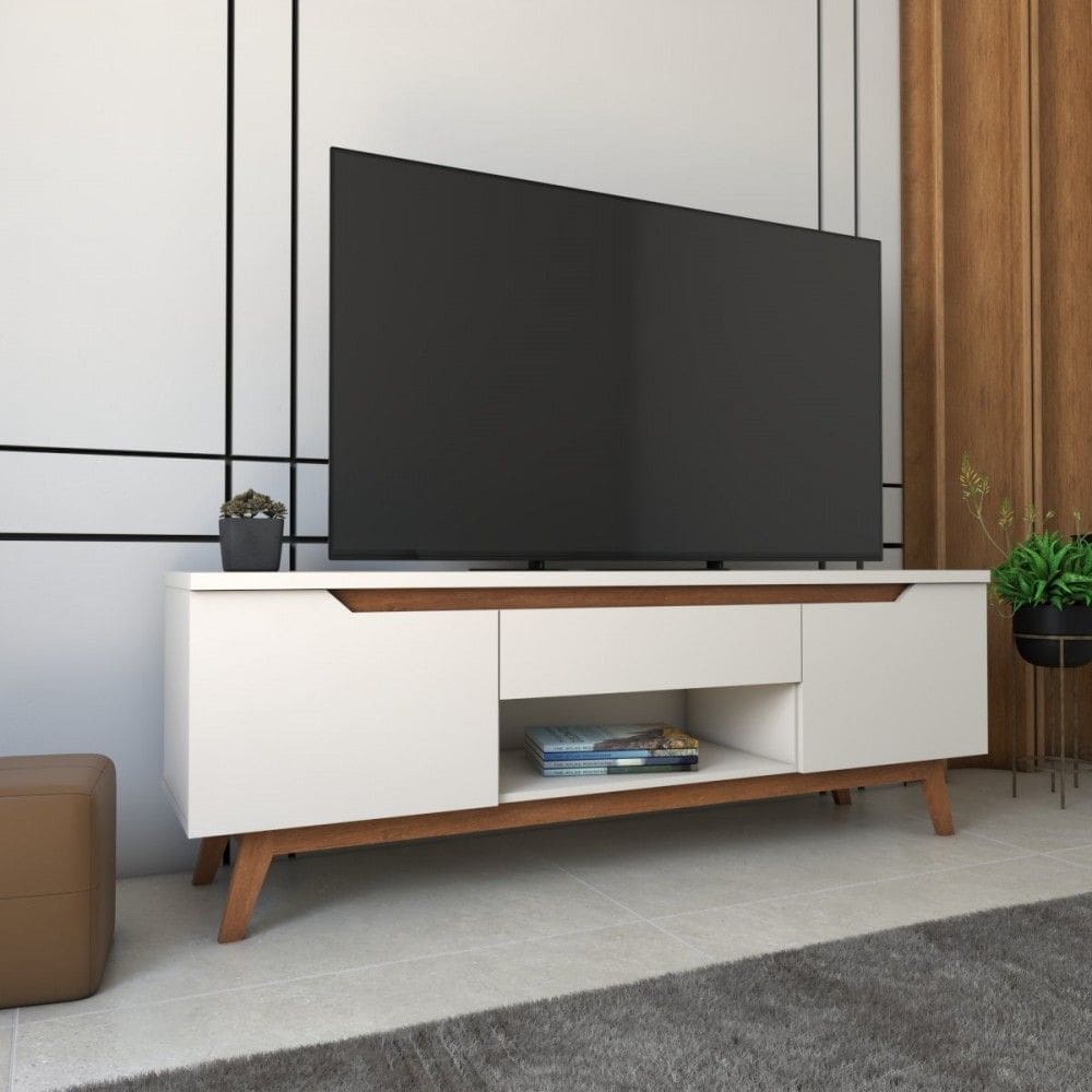 Rack para TV Até 60 Polegadas Navy 2 Portas 1 Gaveta Off White - Panorama Móveis