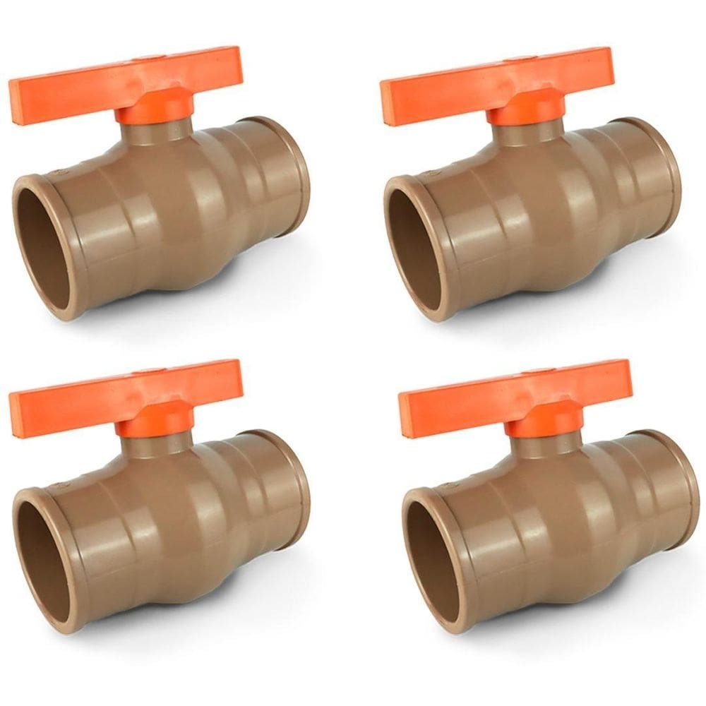 4x registro de soldável pvc 25mm 3/4 marrom