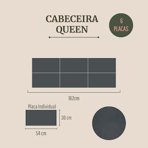 Cabeceira Queen Estofada Kit 6 Placas Retangular - Suede Cinza Escuro