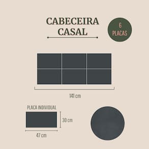 Cabeceira Casal Estofada Kit 6 Placas Retangular - Suede Cinza Escuro