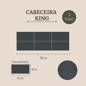 Cabeceira King Estofada Kit 6 Placas Retangular - Suede Cinza Escuro