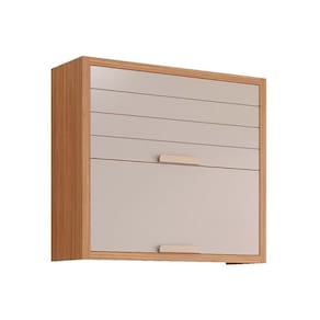 Armário Aéreo P- Cozinha Eloise C-2 Portas Basculante Riscadas 80 Cm Freijo-off White - Mgm