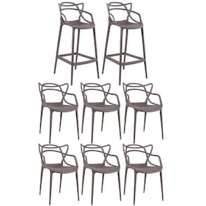 6 Cadeiras + 2 Banquetas Altas Masters Allegra Fendi